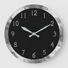 黒いおよび灰色の大理石 ラージ壁時計