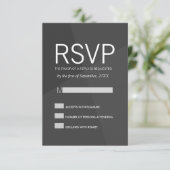 黒いおよび灰色の幾何学的なRSVPカード 出欠カード (スタンド正面)