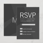 黒いおよび灰色の幾何学的なRSVPカード 出欠カード (正面/裏面)