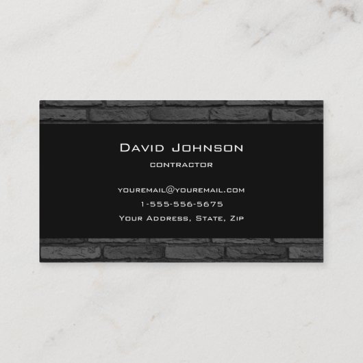 黒いおよび灰色の煉瓦シンプルな設計 名刺 (裏面)