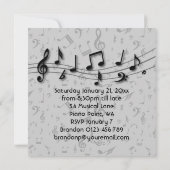 黒いおよび灰色音楽ノートのパーティー 招待状 (裏面)