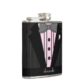 黒いおよび灰色Pinのストライプなタキシード結婚式 フラスク (右)