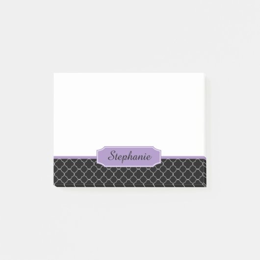 黒いおよび紫色のクローバーのモノグラム ポストイット (正面)