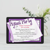 黒いおよび紫色のパジャマ・パーティー 招待状 (スタンド正面)