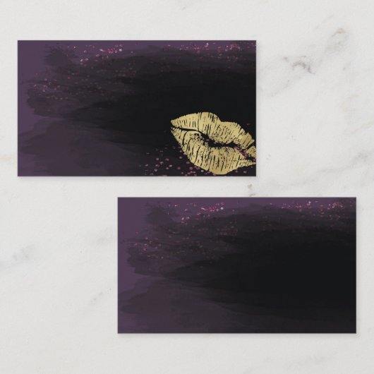 黒いおよび紫色の唇の名刺のテンプレート 名刺 (正面/裏面)