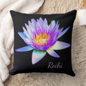 黒いおよび紫色の霊気のはすの花 クッション (ブランケット)