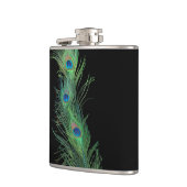 黒いおよび緑の孔雀の羽 フラスク (左)