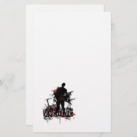 黒いおよび赤のゾンビのデザイン 便箋 (正面/裏面)