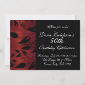 黒いおよび赤パーティの招待状を残します 招待状 (裏面)