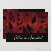 黒いおよび赤パーティの招待状を残します 招待状 (正面/裏面)