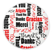 黒いおよび赤単語の雲ありがとう セラミックノブ (正面)