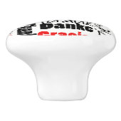 黒いおよび赤単語の雲ありがとう セラミックノブ (側面)