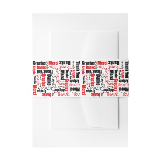 黒いおよび赤単語の雲ありがとう 招待状ベリーバンド (正面例)