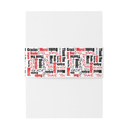 黒いおよび赤単語の雲ありがとう 招待状ベリーバンド (裏面例)