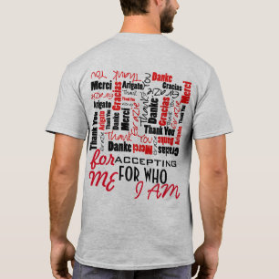 黒いおよび赤単語の雲のテンプレートありがとう Tシャツ