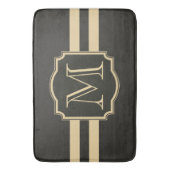 黒いおよび金モノグラム バスマット (正面縦)