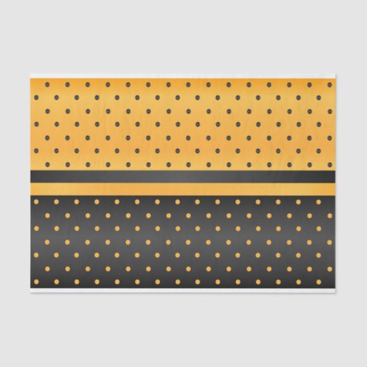 黒いおよび金黄色い水玉模様パターン 薄葉紙 (正面)