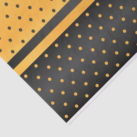 黒いおよび金黄色い水玉模様パターン 薄葉紙 (詳細)