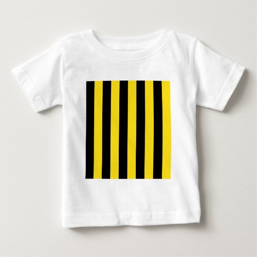 -黒いおよび金黄色を縞で飾ります ベビーTシャツ (正面)