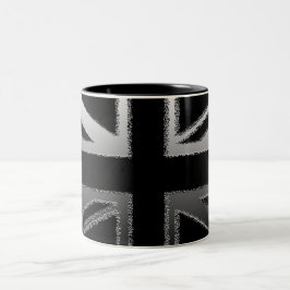 黒いおよび銀製灰色の英国国旗の旗 ツートーンマグカップ