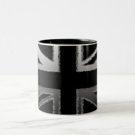 黒いおよび銀製灰色の英国国旗の旗 ツートーンマグカップ