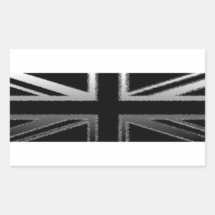 黒いおよび銀製灰色の英国国旗の旗 長方形シール