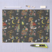 黒いお洒落きのこのメリークリスマスゴシック 薄葉紙 (クラフト)