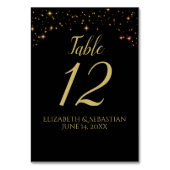 黒いお洒落ウェディングレセプションで金ゴールドが輝く テーブルナンバー (裏面)