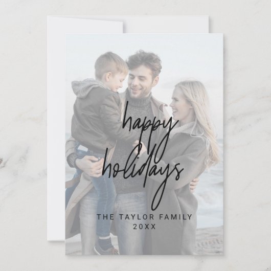 黒いお洒落ハッピーホリデー2縦写真 シーズンカード (正面)