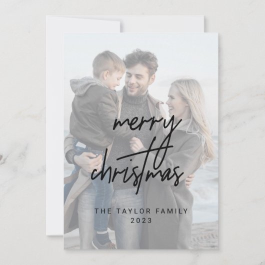 黒いお洒落メリークリスマス2縦写真 シーズンカード (正面)