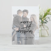 黒いお洒落メリークリスマス2縦写真 シーズンカード (スタンド正面)