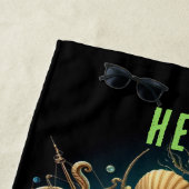 黒いお洒落上の美しいスチームパンクシーホース ビーチタオル (インサイチュ)