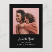 黒いお洒落写真 | QRコード日付の保存 案内ポストカード (正面)