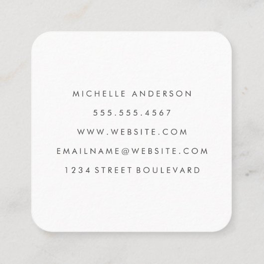 黒いお洒落十字コームと大理石 スクエア名刺 (裏面)