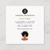 黒いお洒落女性スクエアビジネスカード スクエア名刺 (裏面)