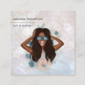 黒いお洒落女性スクエアビジネスカード スクエア名刺 (正面)