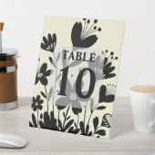 黒いお洒落花の表の番号 台座サイン (インサイチュ)