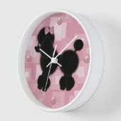 黒いかわいらしプードルの壁時計 壁時計 (傾斜)