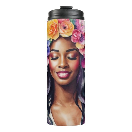 黒いかわいらし女性のバカラフルルーメンパーティー タンブラー (正面)