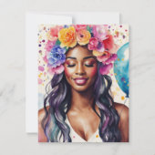 黒いかわいらし女性のバカラフルルーメンパーティー 招待状 (正面)