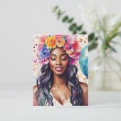 黒いかわいらし女性のバカラフルルーメンパーティー 招待状 (スタンド正面)