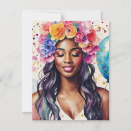 黒いかわいらし女性のバカラフルルーメンパーティー 招待状