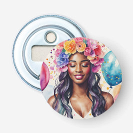 黒いかわいらし女性のバカラフルルーメンパーティー 栓抜き