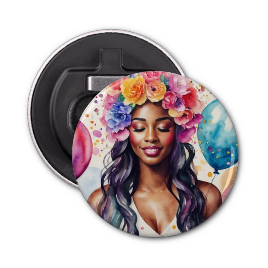 黒いかわいらし女性のバカラフルルーメンパーティー 栓抜き (正面)