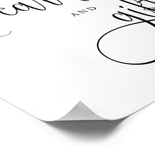 黒いかわいらし書道のスクリプトカードとギフト ポスター (角)