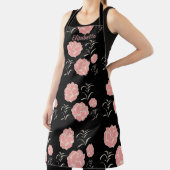 黒いかわいらし葉を持つ大きなピンクのバラ エプロン (インサイチュ)