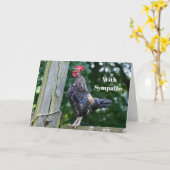 黒いかわいらし鶏の鳴く写真悔やみや弔慰 カード (黄色い花)