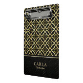 黒いきらめくgGeometricパターンの金ゴールドテクスチャ ミニクリップボード (アングル2)