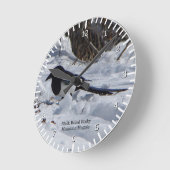 黒いくちばしのロッキー山のマグピー時計 ラウンド壁時計 (傾斜)