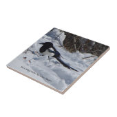 黒いくちばしを持つロッキー山のマグピー瓦 タイル (側面)